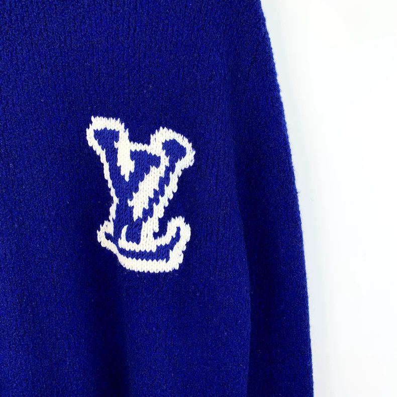 Louis Vuitton luxury blue logo wool knit sweater-dmc Size US L / EU 52-54 / 3 - 4 Thumbnail