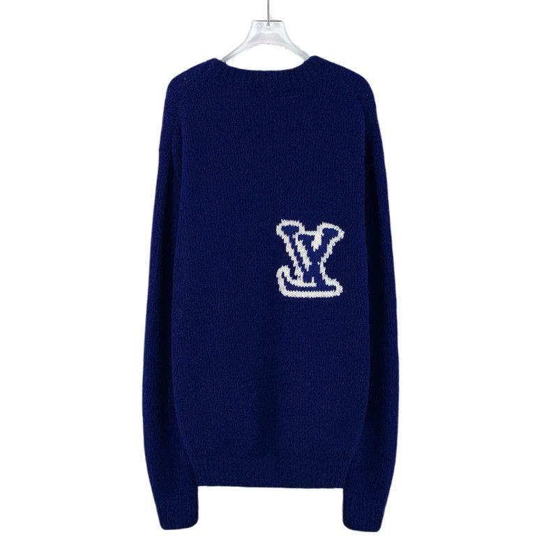 Louis Vuitton luxury blue logo wool knit sweater-dmc Size US L / EU 52-54 / 3 - 2 Thumbnail