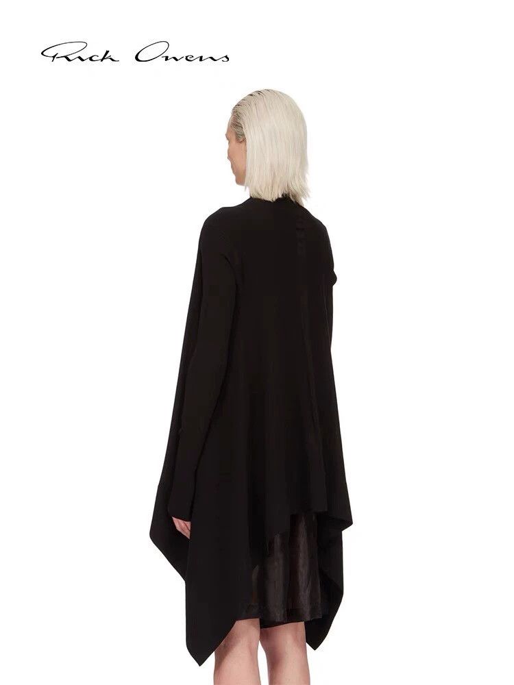 Rick Owens black wool knit long shawl coat-dmc Size US XS / EU 42 / 0 - 6 Thumbnail