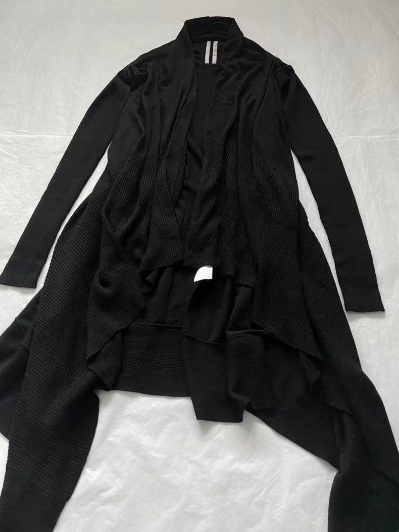 Rick Owens black wool knit long shawl coat-dmc Size US XS / EU 42 / 0 - 2 Thumbnail
