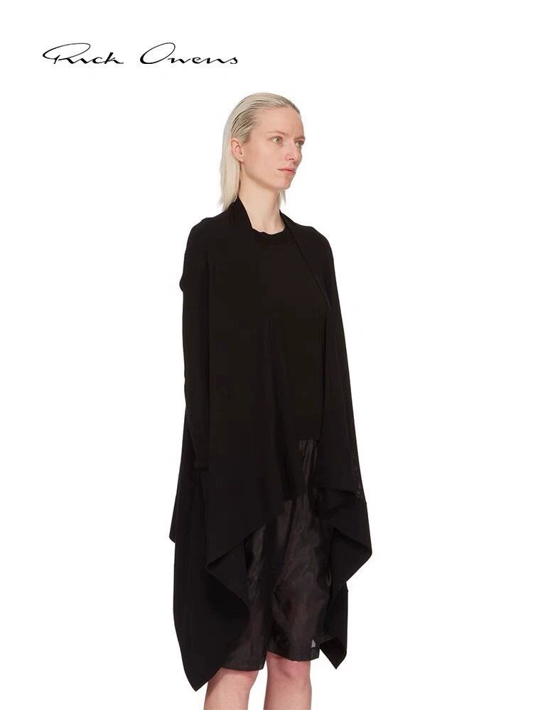 Rick Owens black wool knit long shawl coat-dmc Size US XS / EU 42 / 0 - 5 Thumbnail