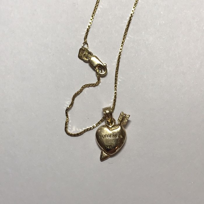 Supreme Supreme SS17 14k Heart Arrow Charm Gold Necklace | Grailed