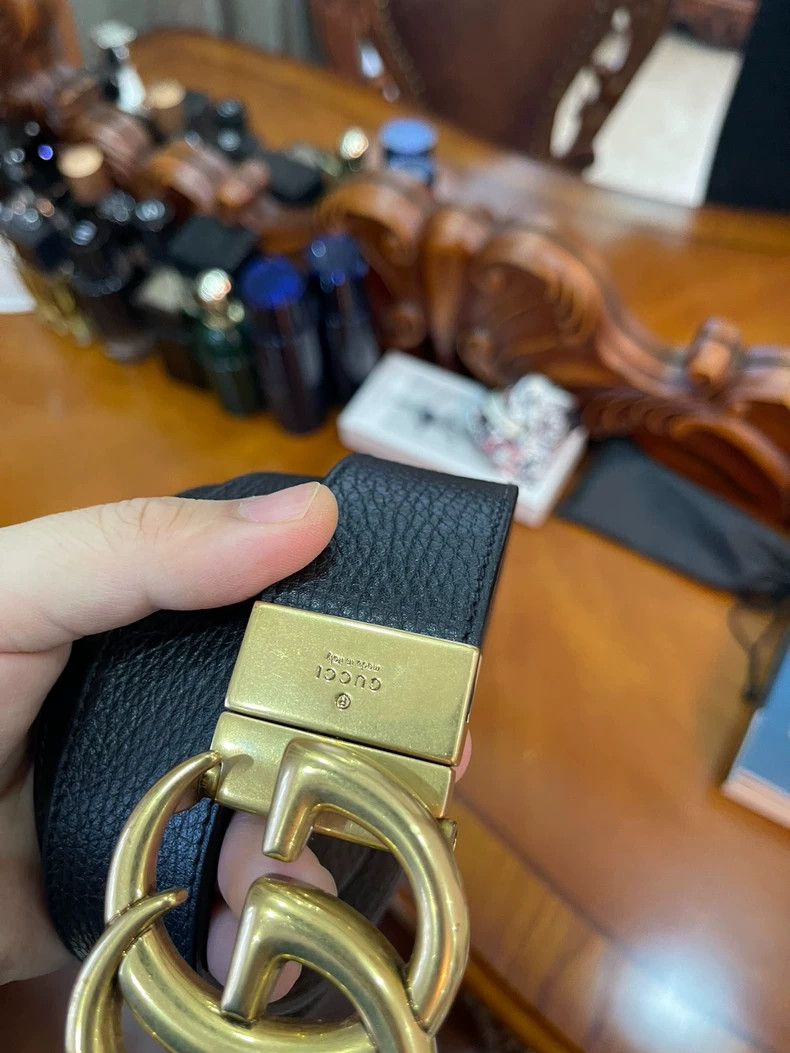 Gucci gucci reversible leather belt with gold buckle-dmc Size ONE SIZE - 3 Thumbnail