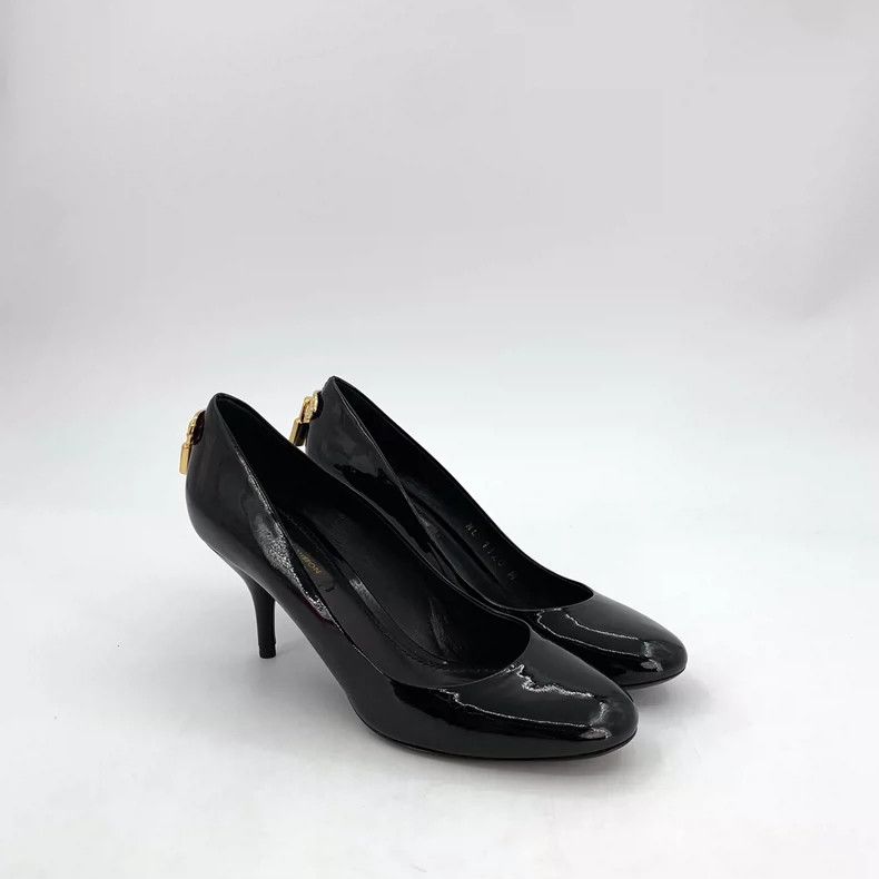 Louis Vuitton louis vuitton black glossy high heels-dmc Size US 5 / EU 37 - 2 Thumbnail