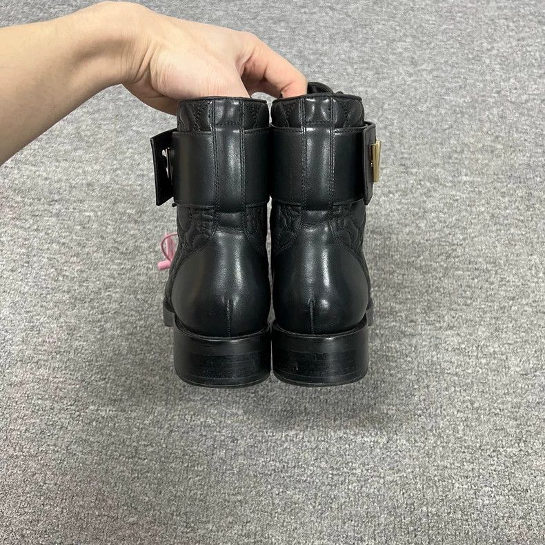 Louis Vuitton louis vuitton black gold logo mid-calf boots-dmc Size US 5.5 / EU 38 - 4 Thumbnail