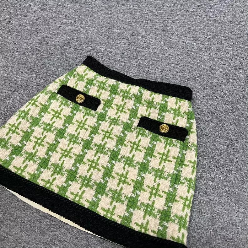 Gucci gucci wool short skirt in green and cream-dmc Size US 36 / EU 52 - 3 Thumbnail