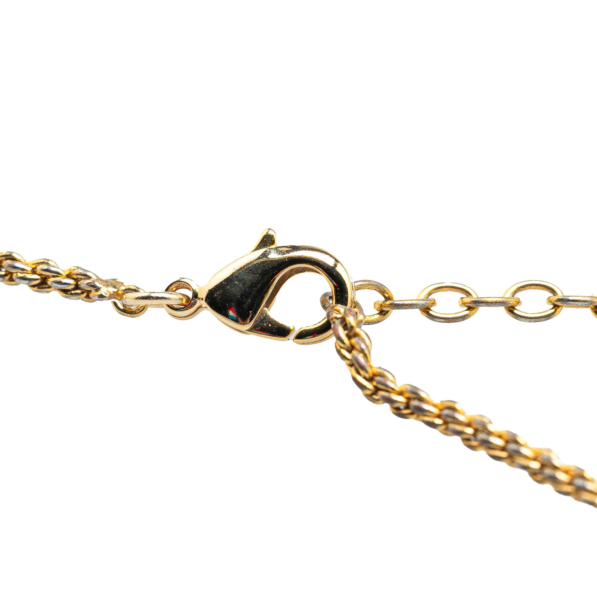 Dior Dior Gold Plated Logo Crystal Pendant Necklace Size ONE SIZE - 4 Thumbnail