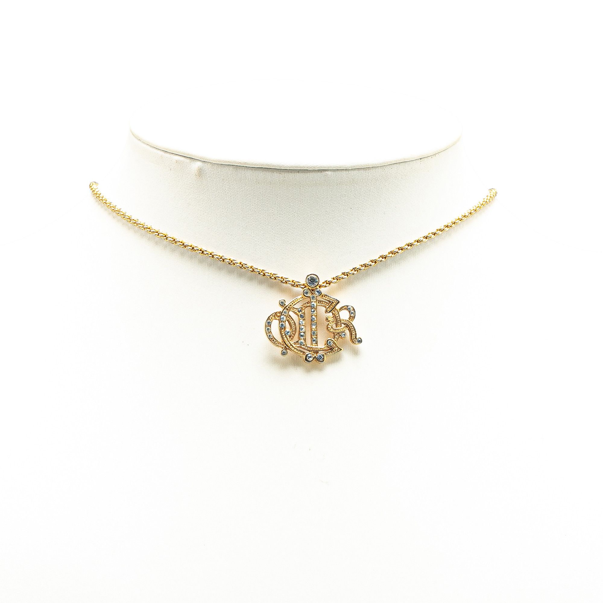 Dior Dior Gold Plated Logo Crystal Pendant Necklace Size ONE SIZE - 5 Thumbnail