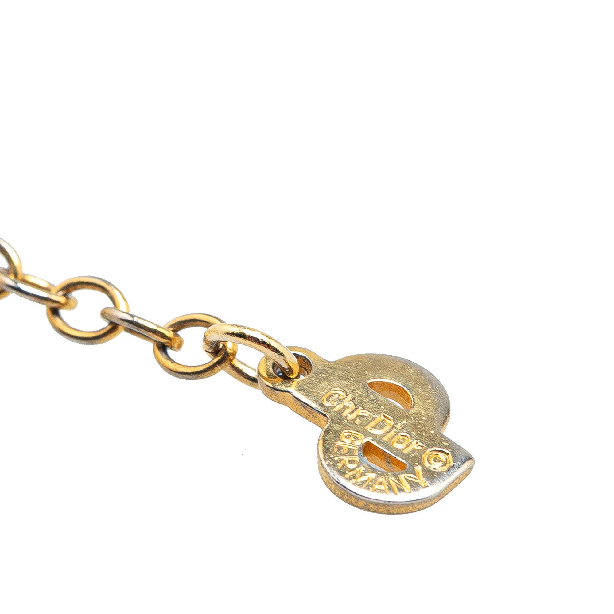 Dior Dior Gold Plated Logo Crystal Pendant Necklace Size ONE SIZE - 2 Thumbnail