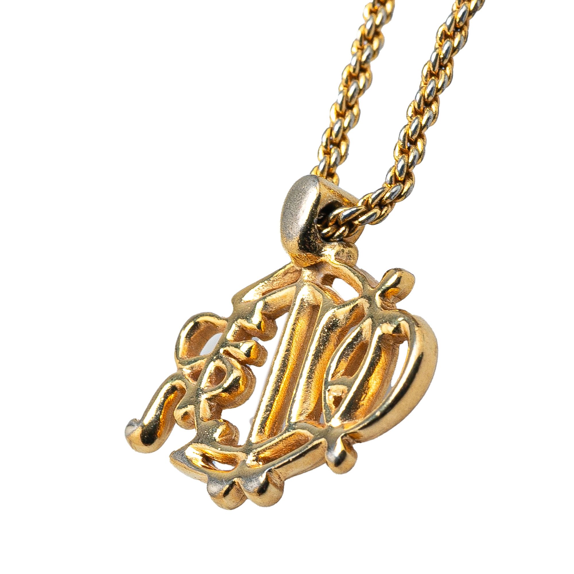 Dior Dior Gold Plated Logo Crystal Pendant Necklace Size ONE SIZE - 3 Thumbnail
