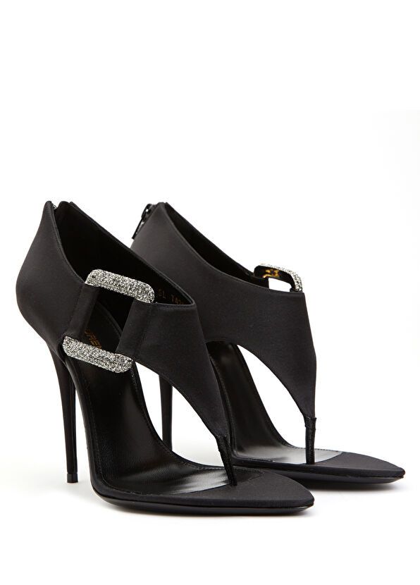 Saint Laurent Paris sean sandals in crepe satin and rhinestones Size US 10 / IT 40 - 2 Thumbnail