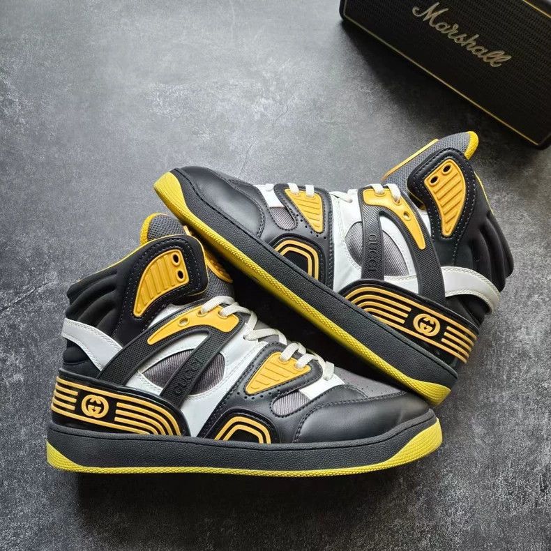 Gucci gucci high-top black yellow sneakers size 7.5-dmc Size US 7.5 / EU 40-41 - 4 Thumbnail