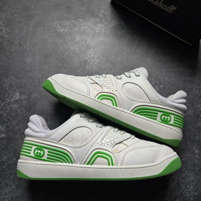 Gucci gucci white green basket sneakers size 6-dmc Size US 6 / EU 39 - 4 Thumbnail