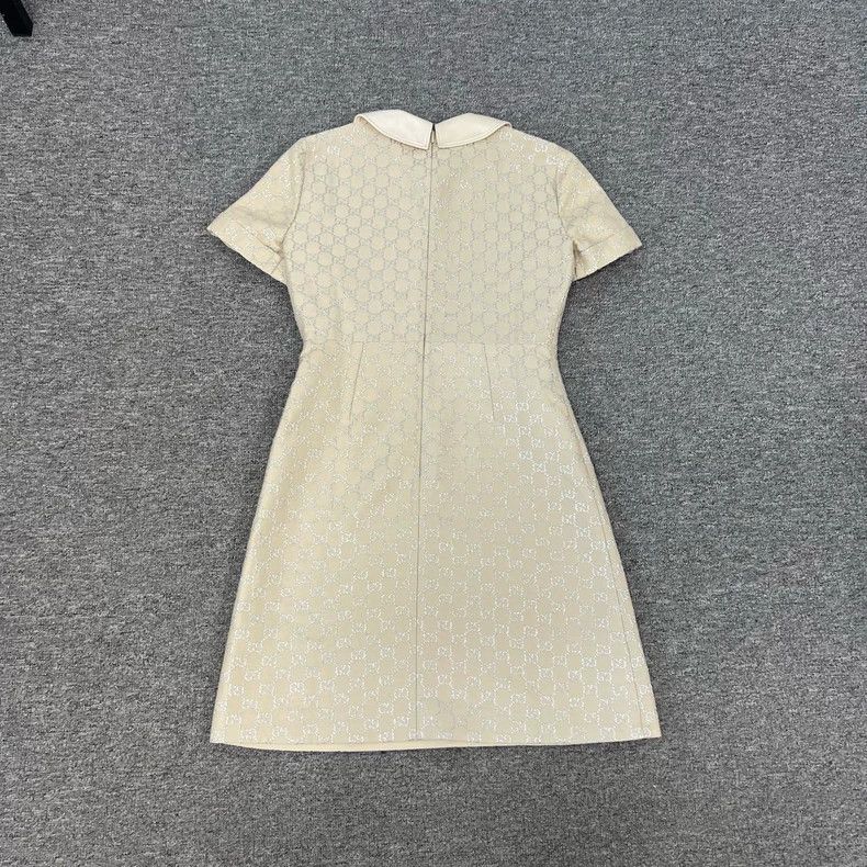 Gucci gucci printed doll collar dress in beige-dmc Size US 36 / EU 52 - 2 Thumbnail