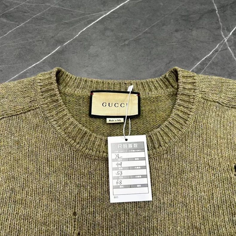 Gucci gucci distressed green knit sweater size xl-dmc Size US XL / EU 56 / 4 - 3 Thumbnail