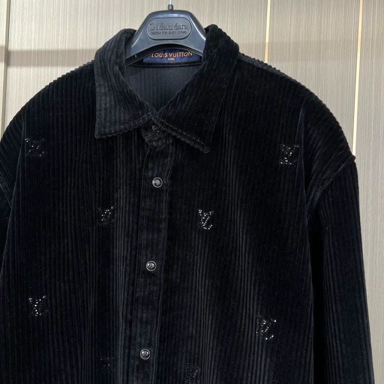 Louis Vuitton luxury black corduroy jacket with crystals-dmc Size US L / EU 52-54 / 3 - 3 Thumbnail
