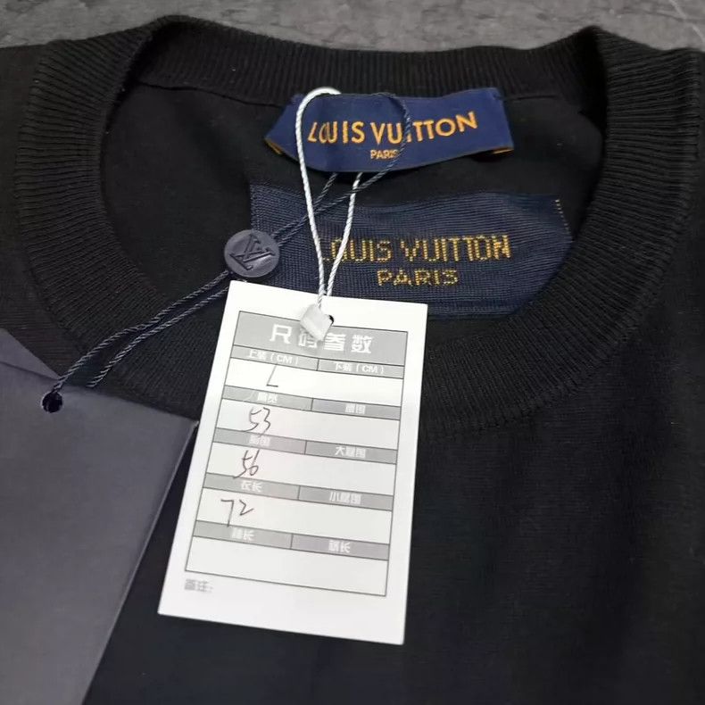 louis vuitton black logo knit short sleeve shirt-dmc