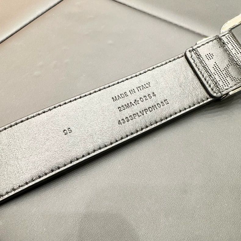 Dior Dior Black Monogram Leather Belt with Silver Buckle-dmc Size ONE SIZE - 5 Thumbnail