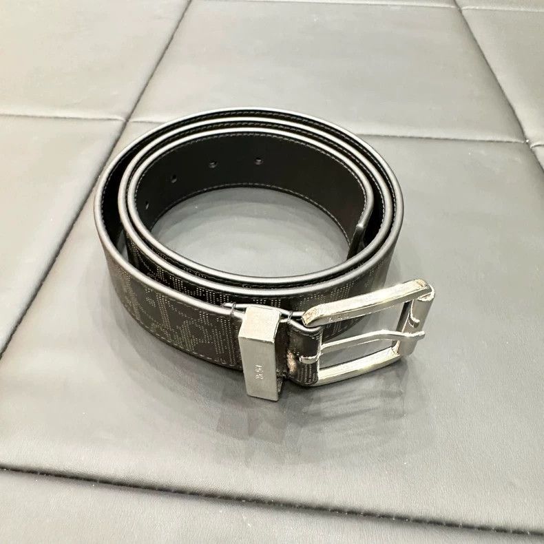 Dior Dior Black Monogram Leather Belt with Silver Buckle-dmc Size ONE SIZE - 4 Thumbnail