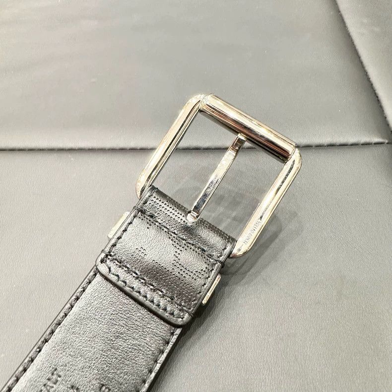 Dior Dior Black Monogram Leather Belt with Silver Buckle-dmc Size ONE SIZE - 3 Thumbnail