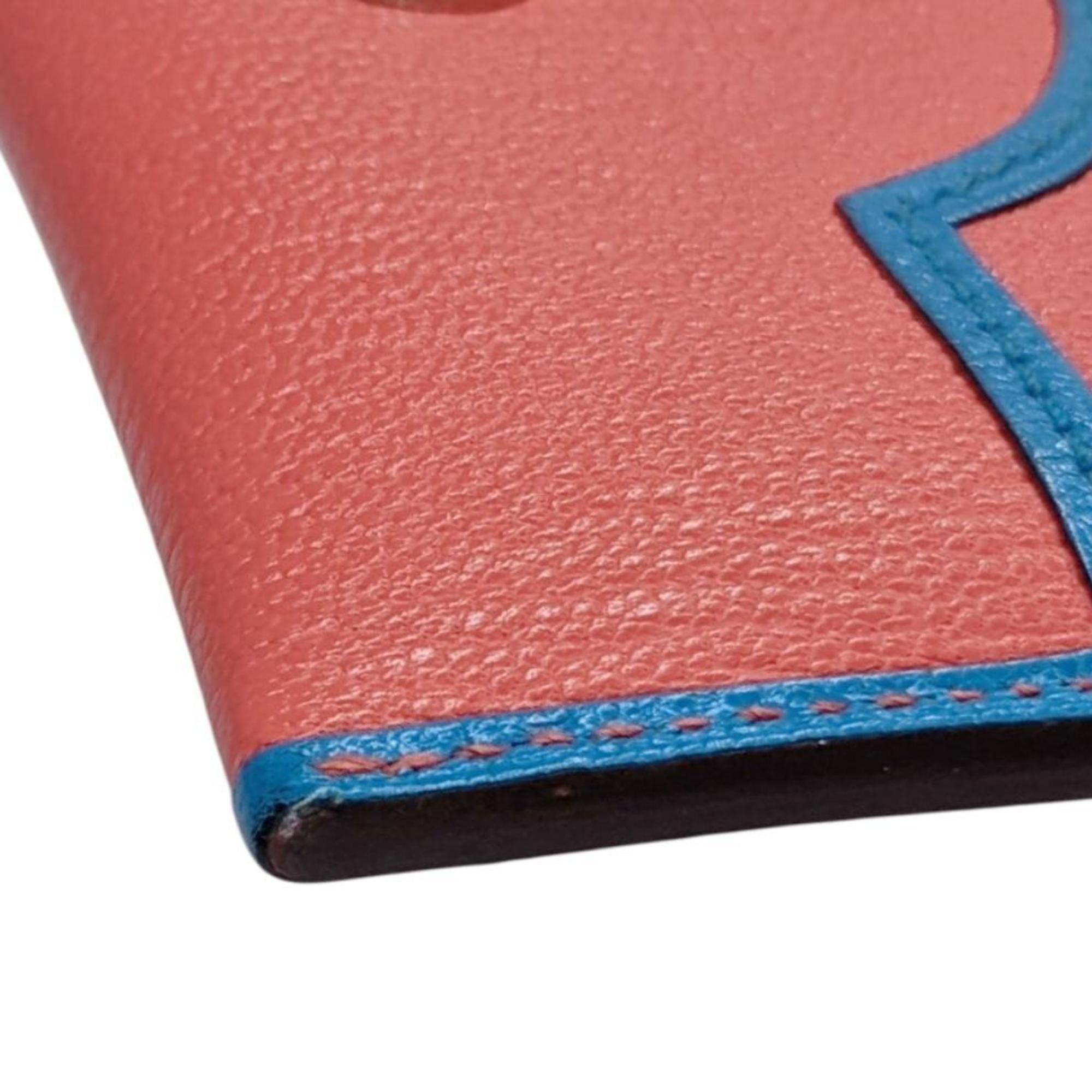 Hermes HERMES Horse Cheval Paddock Chevre Rose Texas Blue Frida Y Engraved Wallet/Coin Case Business Card Holder/Card Pink Women's Size ONE SIZE - 3 Thumbnail