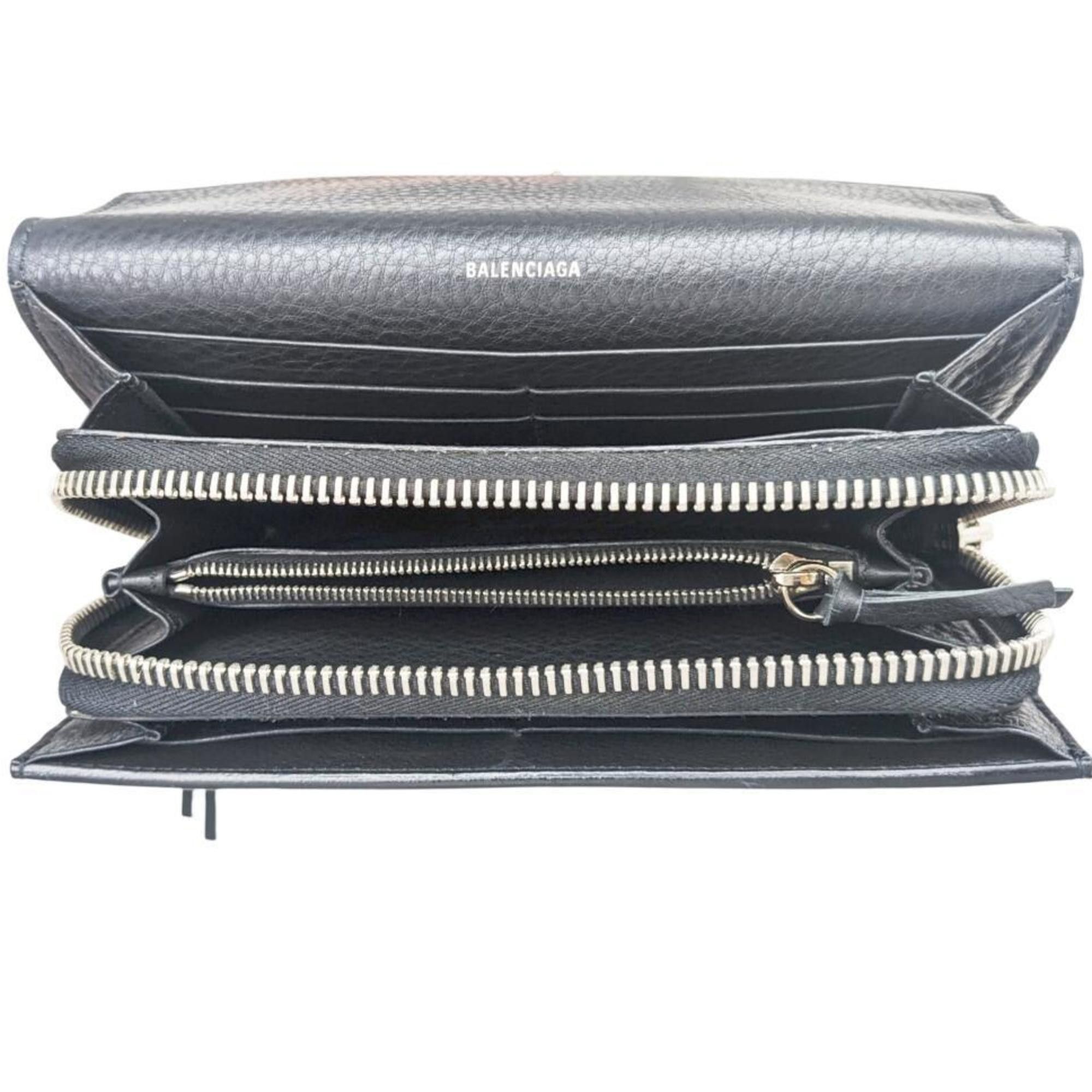 Balenciaga BALENCIAGA Paper Manny Leather Black 371661 Large Wallet Long Men's Women's Size ONE SIZE - 7 Thumbnail