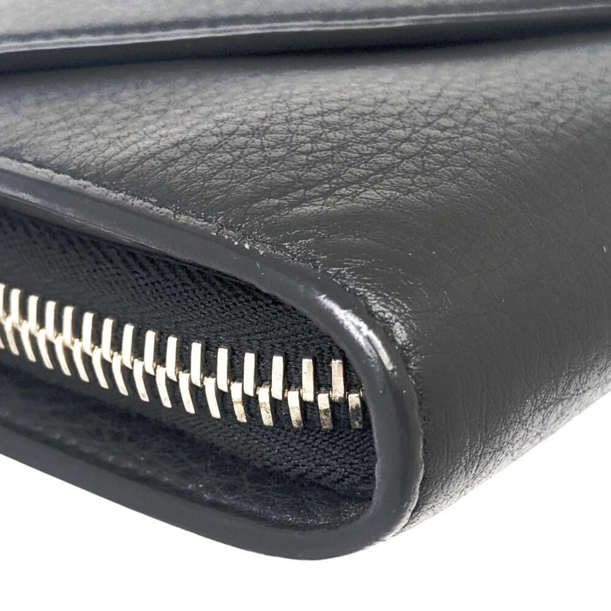 Balenciaga BALENCIAGA Paper Manny Leather Black 371661 Large Wallet Long Men's Women's Size ONE SIZE - 8 Thumbnail