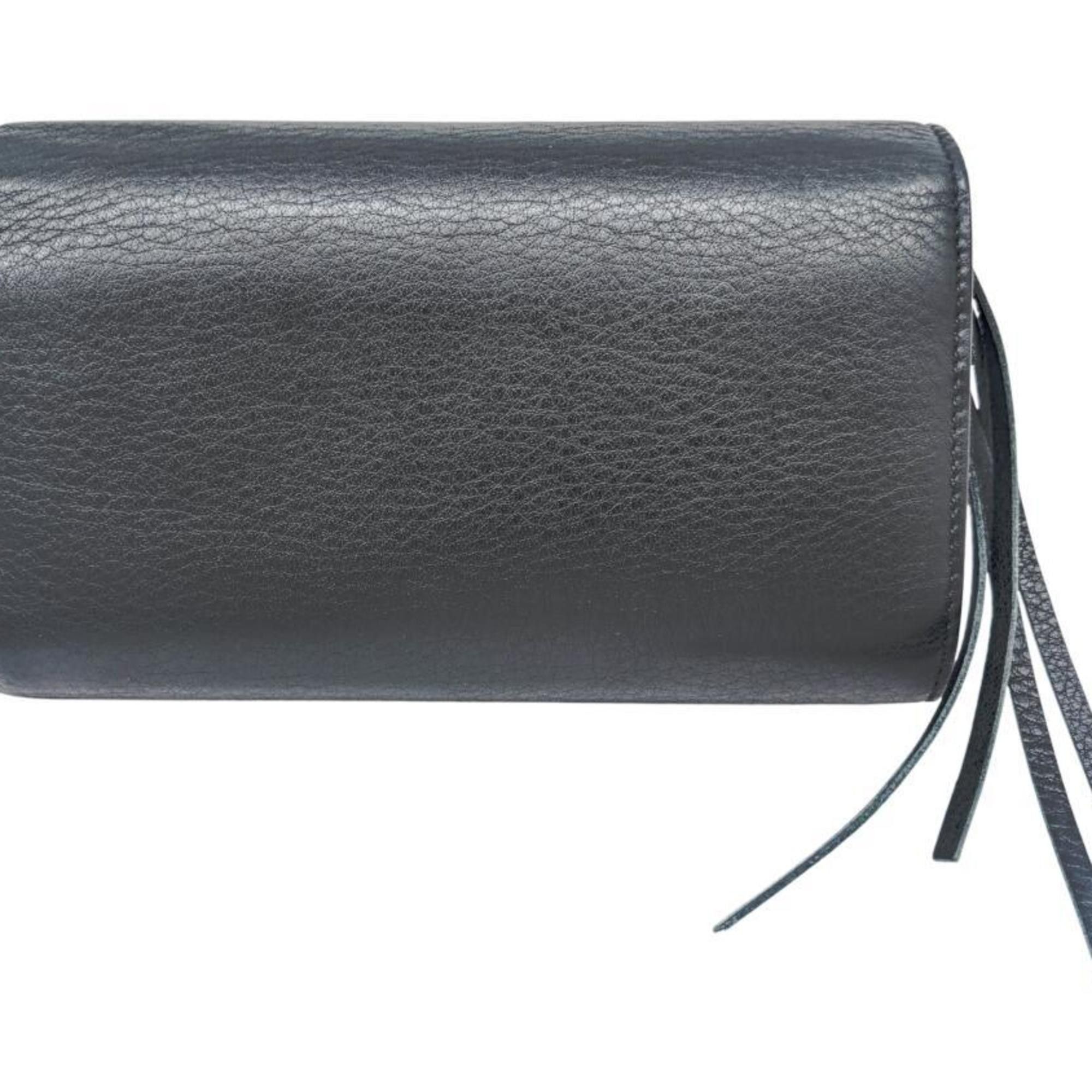 Balenciaga BALENCIAGA Paper Manny Leather Black 371661 Large Wallet Long Men's Women's Size ONE SIZE - 2 Thumbnail
