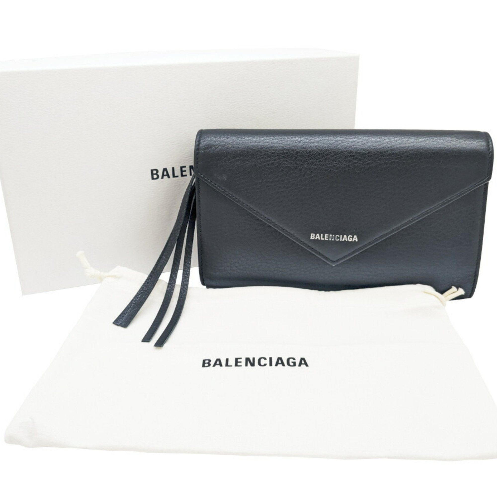 Balenciaga BALENCIAGA Paper Manny Leather Black 371661 Large Wallet Long Men's Women's Size ONE SIZE - 12 Thumbnail