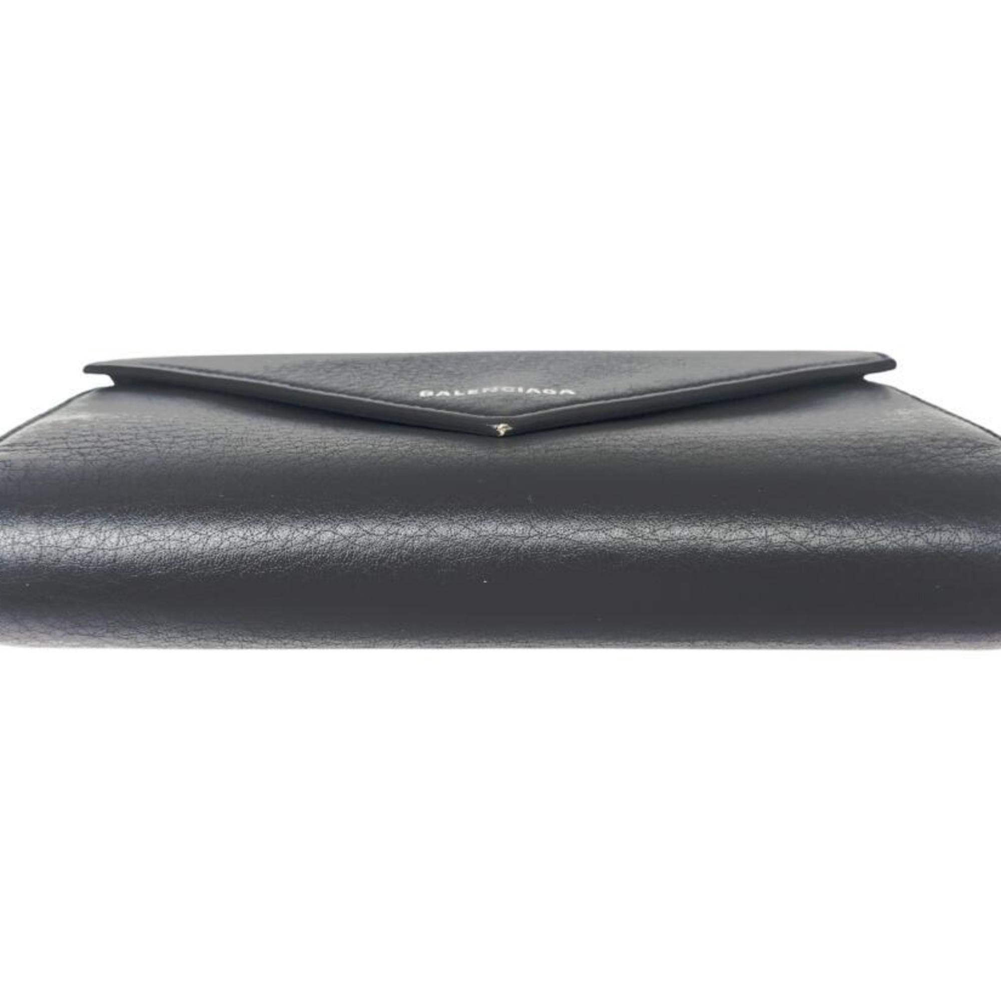 Balenciaga BALENCIAGA Paper Manny Leather Black 371661 Large Wallet Long Men's Women's Size ONE SIZE - 5 Thumbnail