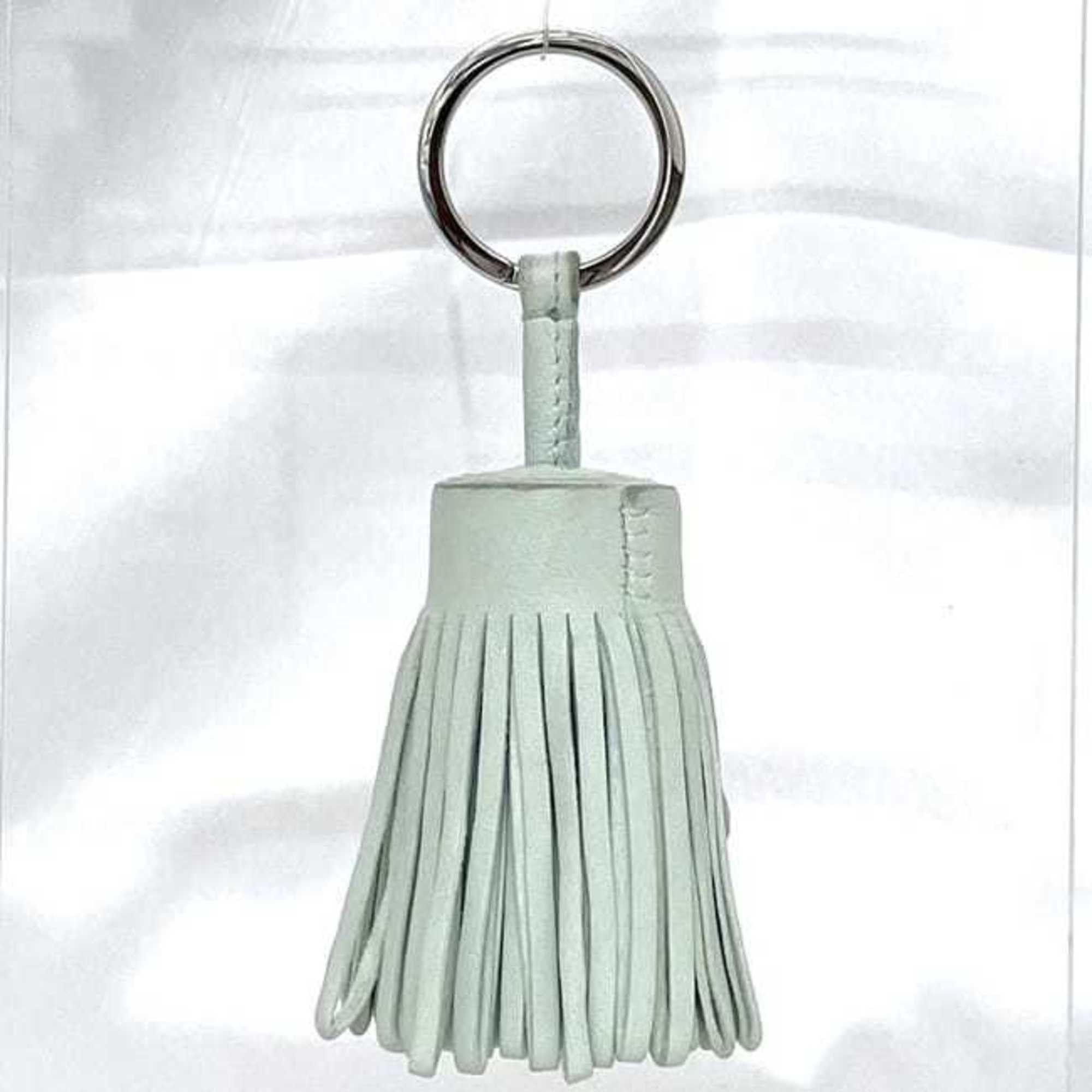 Hermes Key Ring Carmen f-23342 Light Green Leather W Stamp HERMES Charm Bag Holder Tassel Women's