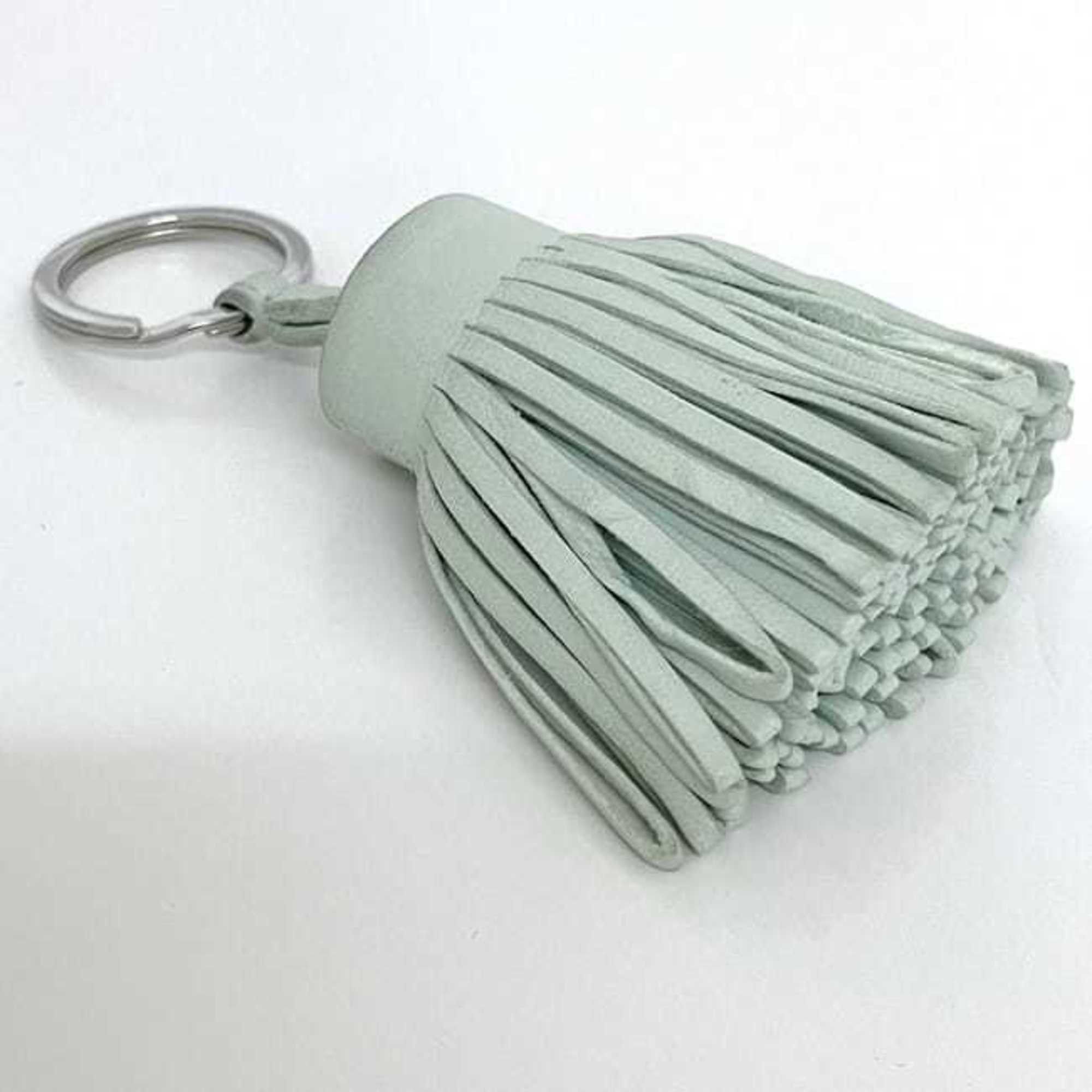 Hermes Key Ring Carmen f-23342 Light Green Leather W Stamp HERMES Charm Bag Holder Tassel Women's