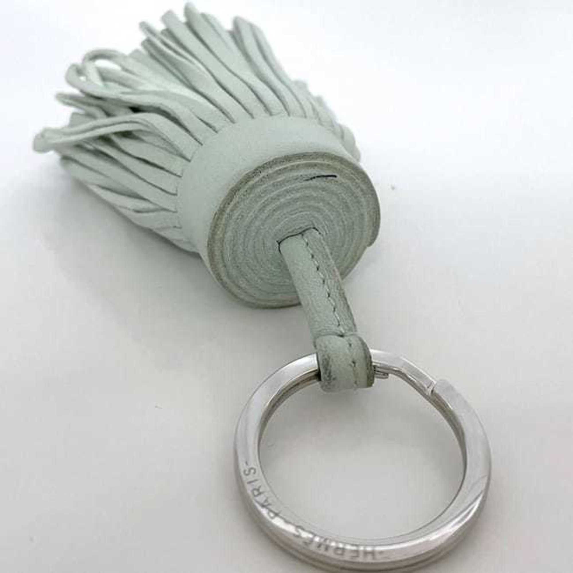 Hermes Key Ring Carmen f-23342 Light Green Leather W Stamp HERMES Charm Bag Holder Tassel Women's