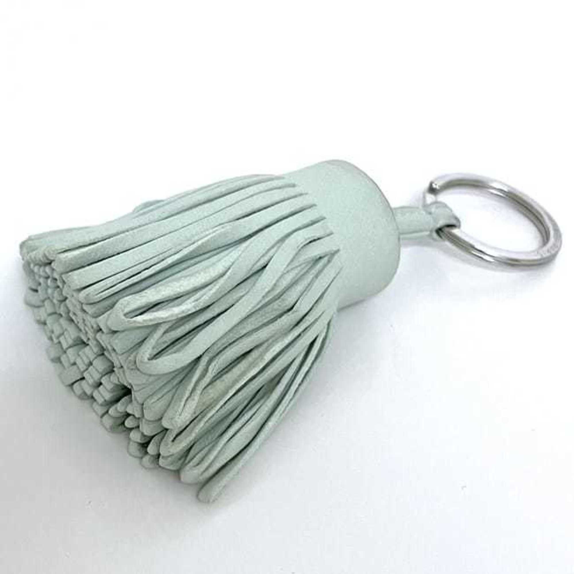 Hermes Key Ring Carmen f-23342 Light Green Leather W Stamp HERMES Charm Bag Holder Tassel Women's