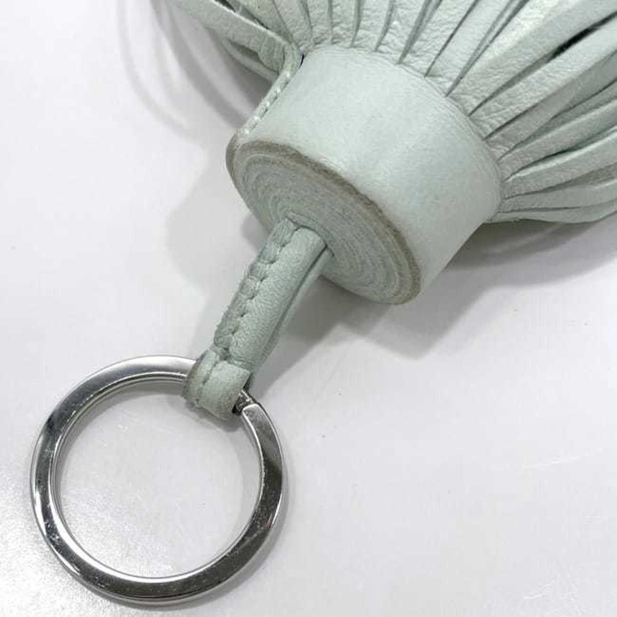 Hermes Key Ring Carmen f-23342 Light Green Leather W Stamp HERMES Charm Bag Holder Tassel Women's