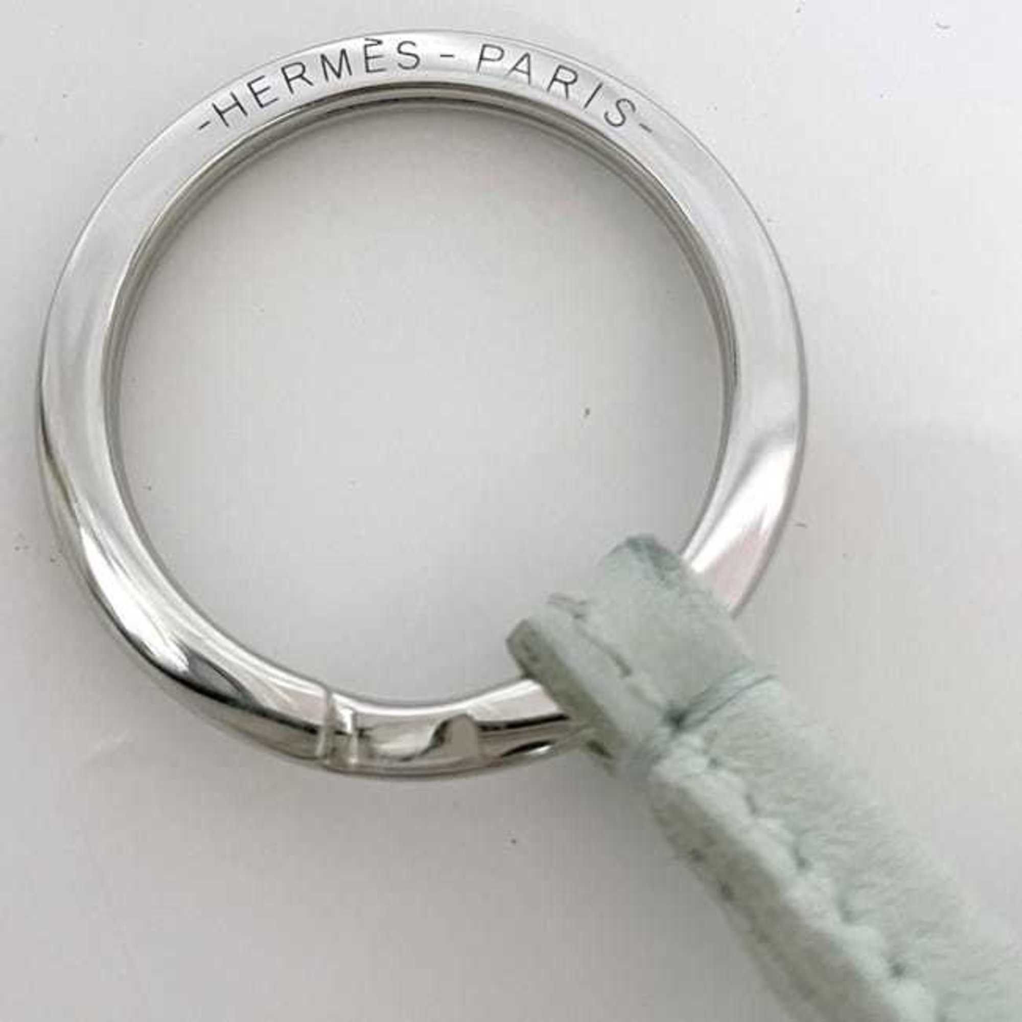 Hermes Key Ring Carmen f-23342 Light Green Leather W Stamp HERMES Charm Bag Holder Tassel Women's