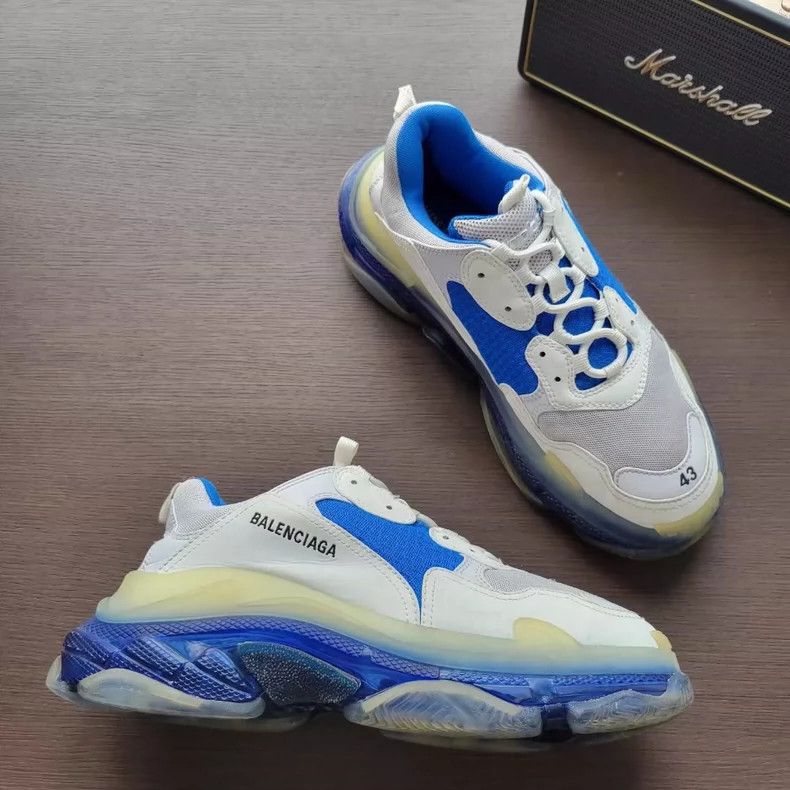 Balenciaga balenciaga triples white blue sneakers size 43-dmc Size US 10.5 / EU 43-44 - 3 Thumbnail