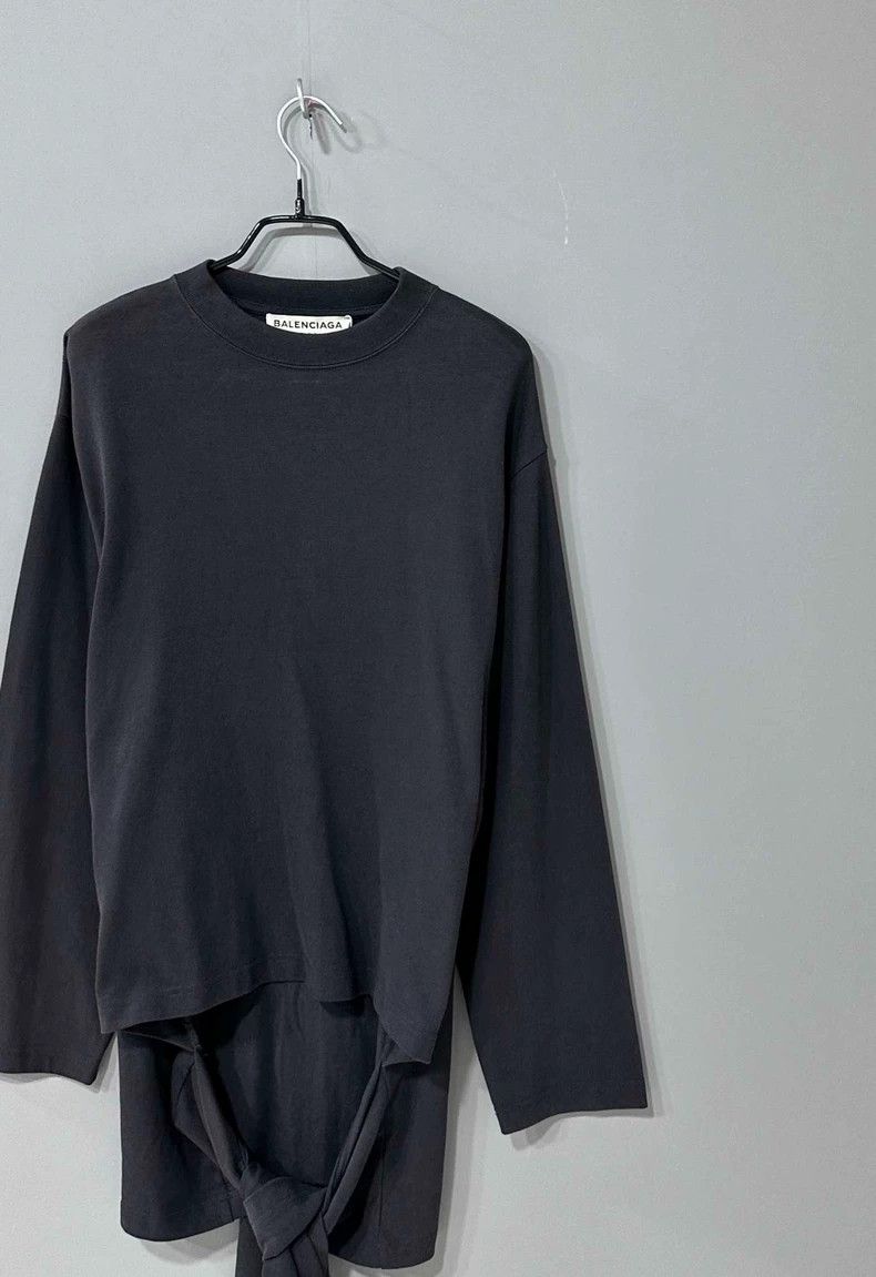 Balenciaga black long sleeve top with tie detail-dmc Size US M / EU 48-50 / 2 - 2 Thumbnail