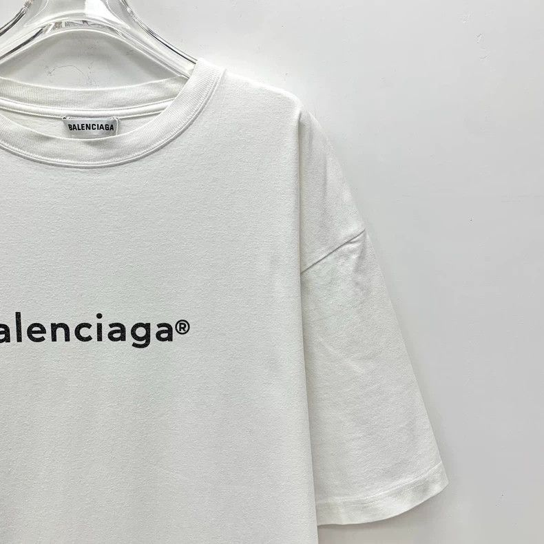 Balenciaga balenciaga white logo cotton short sleeve t-shirt-dmc Size US M / EU 48-50 / 2 - 3 Thumbnail