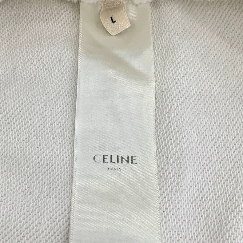 Celine celine white logo cotton hooded sweatshirt-dmc Size US L / EU 52-54 / 3 - 7 Thumbnail