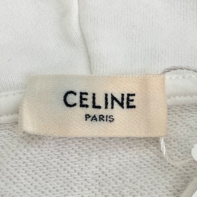 Celine celine white logo cotton hooded sweatshirt-dmc Size US L / EU 52-54 / 3 - 6 Thumbnail