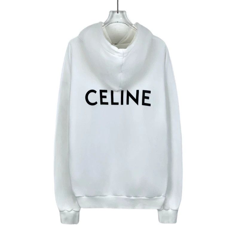 Celine celine white logo cotton hooded sweatshirt-dmc Size US L / EU 52-54 / 3 - 2 Thumbnail