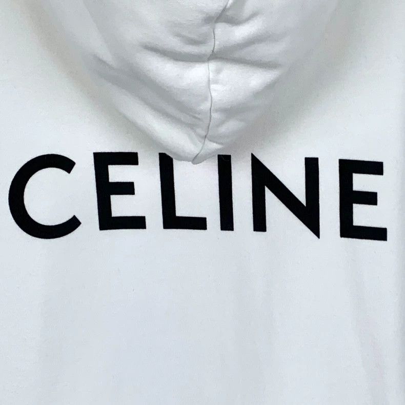 Celine celine white logo cotton hooded sweatshirt-dmc Size US L / EU 52-54 / 3 - 5 Thumbnail