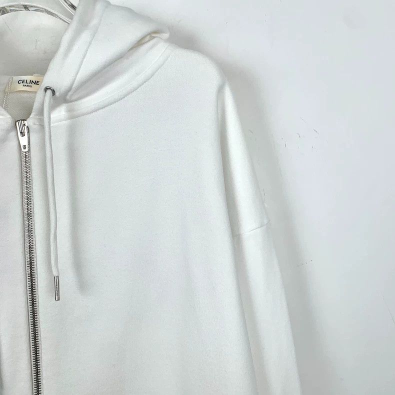 Celine celine white logo cotton hooded sweatshirt-dmc Size US L / EU 52-54 / 3 - 3 Thumbnail