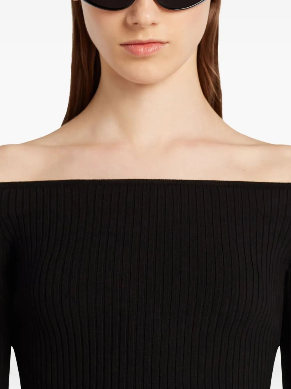 Courreges "OFF SHOULDER" RIB KNIT TOP Size S / US 4 / IT 40 - 4 Thumbnail