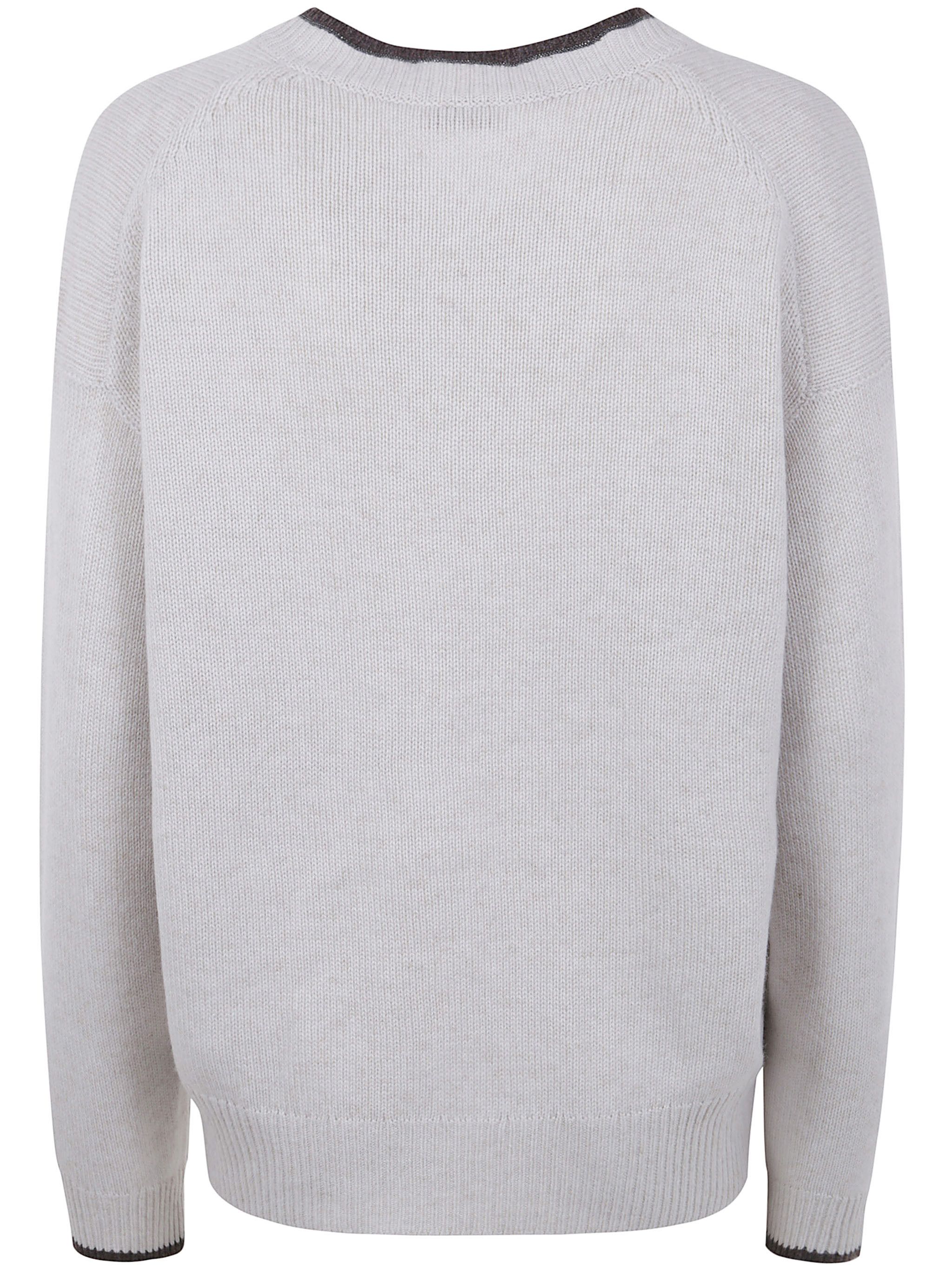 Brunello Cucinelli CASHMERE V NECK SWEATER Size L / US 10 / IT 46 - 2 Thumbnail
