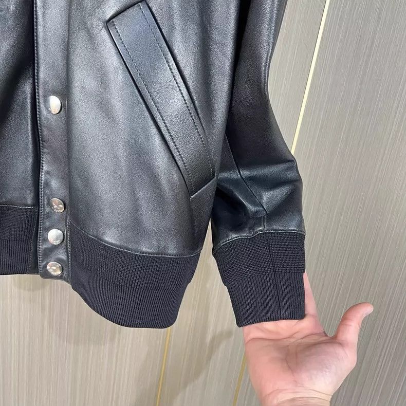 Givenchy Stars Leather Baseball Jacket-dmc