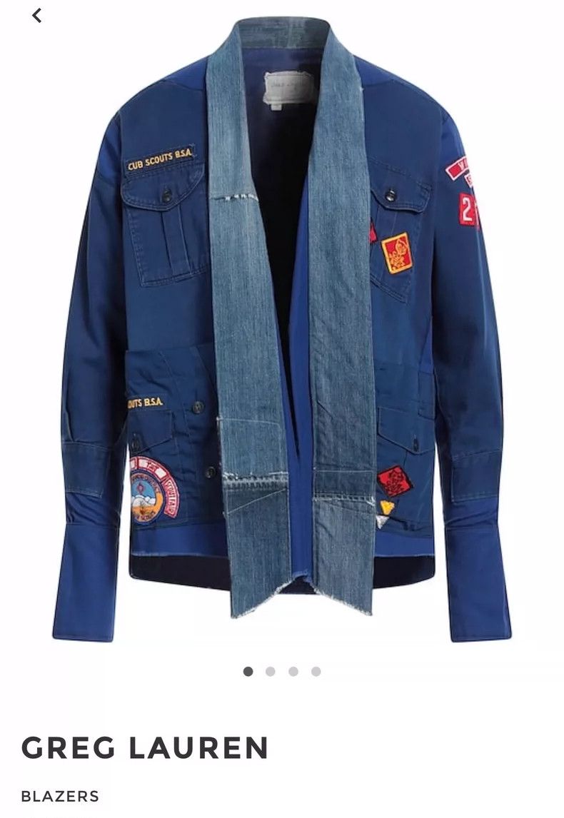 Greg Lauren greg lauren blue patchwork kimono jacket-dmc Size US M / EU 48-50 / 2 - 9 Thumbnail
