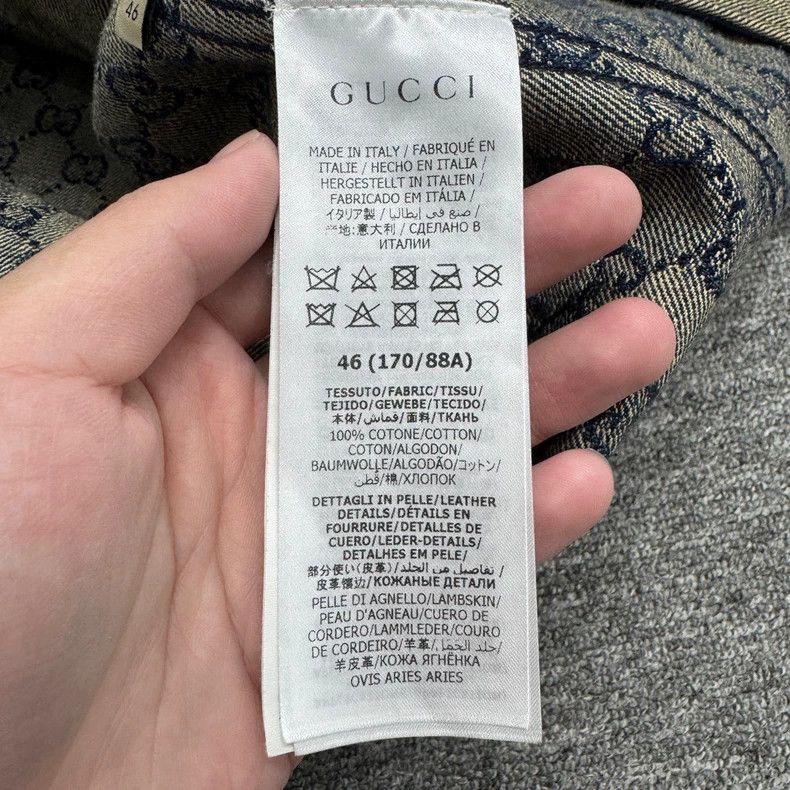 Gucci gucci monogram denim jacket with leather accents-dmc Size US L / EU 52-54 / 3 - 4 Thumbnail