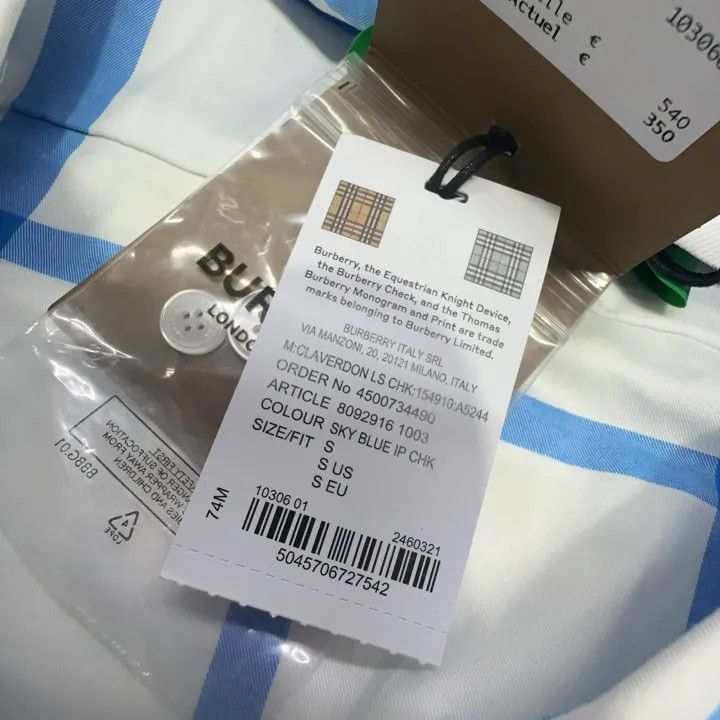 Burberry Burberry Blue Check Long Sleeve Shirt Size US S / EU 44-46 / 1 - 6 Thumbnail